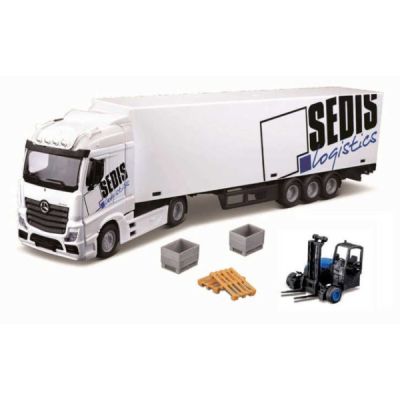 Метален камион Mercedes Benz Actros с мотокар Bburago 1/43 