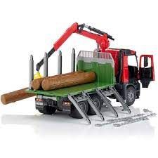 Камион MERCEDES BENZ AROCS дървовоз с товарен кран и 3 дървени трупи BRUDER 03669