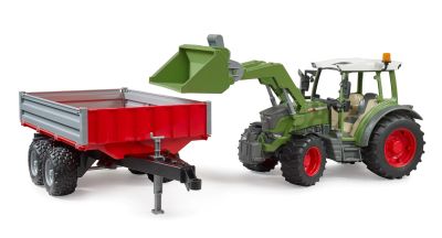 Трактор Fendt Vario 211 с челен товарач и самосвално ремарке BRUDER 02182