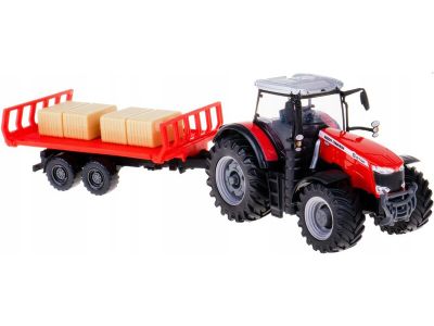 Трактор с ремарке за бали Massey Ferguson 8740S Burago