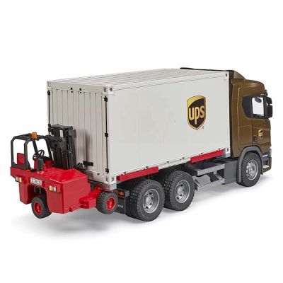 Логистичен камион с мотокар Scania Super 560R UPS Bruder 03582 