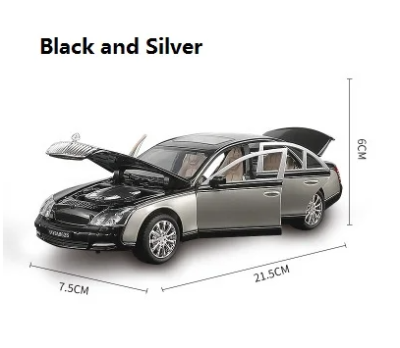 Метален автомобил Maybach със звук и светлини 1/24 сребрист