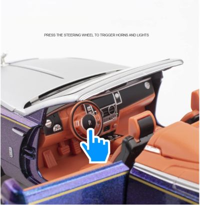 Метален автомобил Rolls Royce Phantom със звук и светлини 1/24 черен