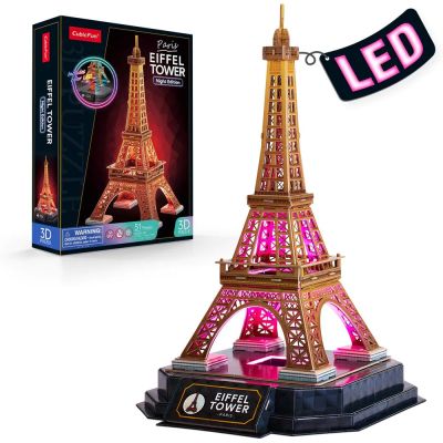 Пъзел 3D Eiffel Tower Paris Night Edition с LED светлини CubicFun L534h 