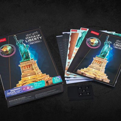 Пъзел 3D Statue of Liberty New York Night Edition с LED светлини CubicFun L536h 