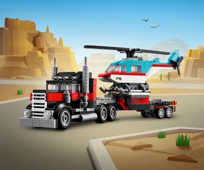 Конструктор LEGO Creator 31146 - Камион с платформа и хеликоптер 3в1