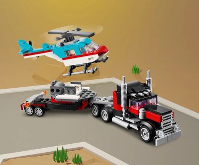 Конструктор LEGO Creator 31146 - Камион с платформа и хеликоптер 3в1