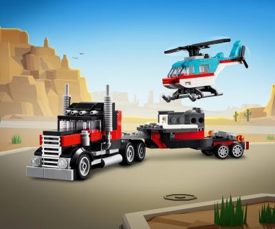 Конструктор LEGO Creator 31146 - Камион с платформа и хеликоптер 3в1