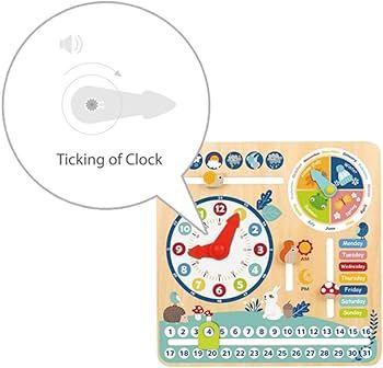 Дървен часовник с календар Tooky Toy TF329A