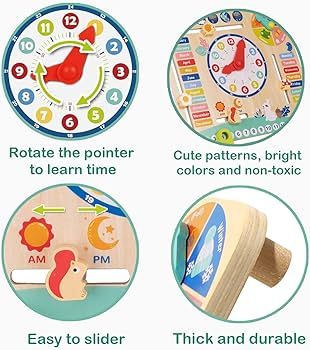 Дървен часовник с календар Tooky Toy TF329A