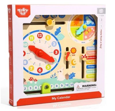 Дървен часовник с календар Tooky Toy TF329A