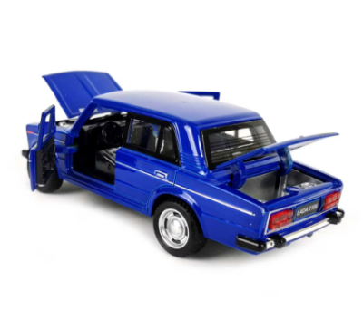 Метална кола Lada 2106 със светлини и звуци - синя 1:32 