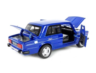 Метална кола Lada 2106 със светлини и звуци - синя 1:32 