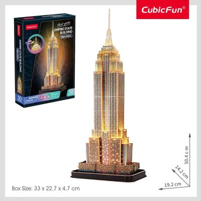 3D Пъзел Empire State Building Night Edition с LED светлини CubicFun L539h