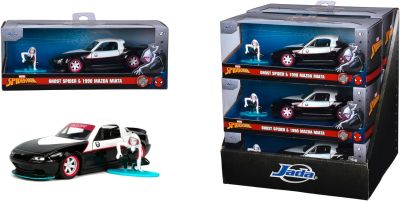 Метален автомобил Marvel Ghost Spider 1990 Mazda Miata Jada Toys 253223014 - 1/32 