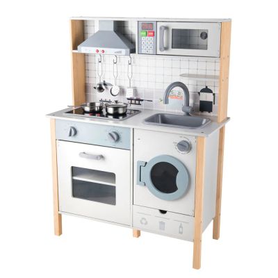Детска дървена кухня с пералня, светещи котлони Калина Wooden TL403005 