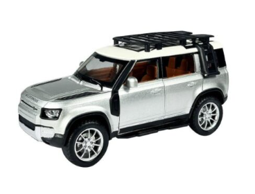 Метален джип Land Rover Defender със звук и светлини 1/22 сребрист