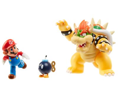 Супер Марио срещу Диорама Jakks Pacific 64512-4L Nintendo Mario срещу Bowser
