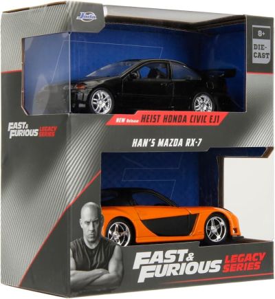 Метални автомобили Fast&Furious Mazda RX-7 и Honda Civic 1:32 Jada Toys 253202011