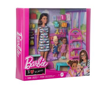 Кукла Barbie Комплект Обичам училището кукла Барби с 2 малки кукли Mattel GBK85 
