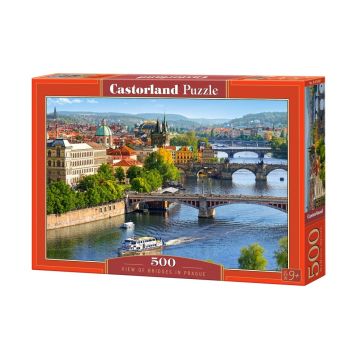 Пъзел Гледка към мостовете на Прага 500 части Castorland 53087