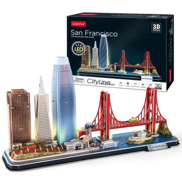 Пъзел 3D Cityline San Francisco 90ч. с LED светлини CubicFun L524h