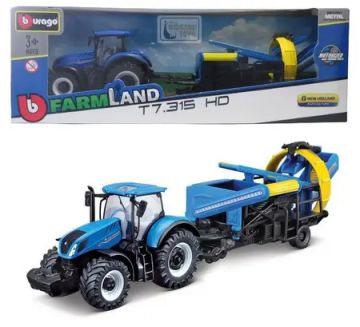 Метален трактор с ремарке Култиватор New Holland T7.315 HD Burago 31980