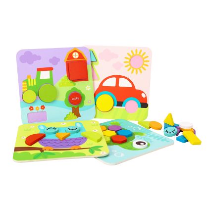 Дървен пъзел 4в1 Tooky Toy TL396