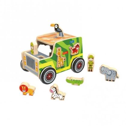 Дървен сортер джип сафари Tooky Toy TKF005A