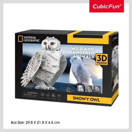 Пъзел 3D National Geographic Полярна Сова 62ч. CubicFun DS1079h
