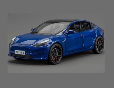 Метален автомобил Tesla Model 3 със звук и светлини 1/24 син