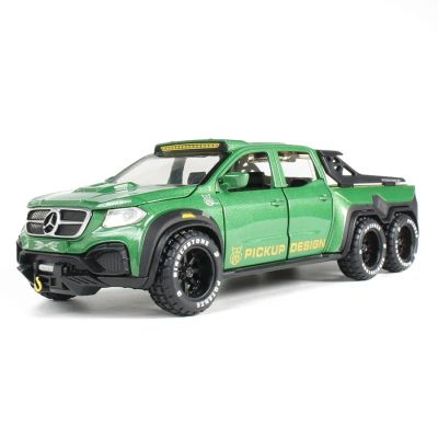 Метален автомобил Mercedes пикап 1/24 зелен