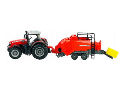 Трактор с ремарке Massey Ferguson 8740S сеносъбирач Burago