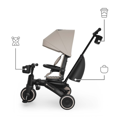 Сгъваема триколка със сенник KinderKraft JAZZ 3 бежова