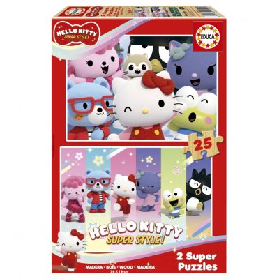 Дървен пъзел Hello Kitty Супер стил 2 в 1 Educa EDU20507