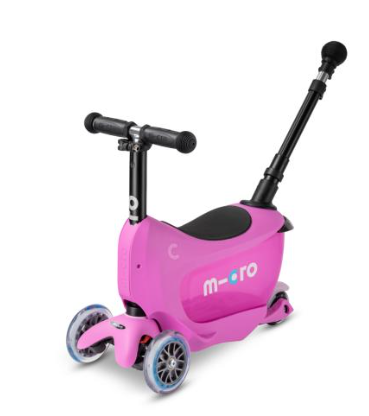 Детска тротинетка със седалка Micro Mini 2go deluxe plus розова  