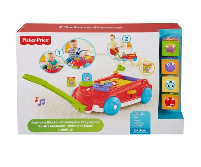 Кола за дърпане с кубчета FISHER PRICE Roller Blocks Rockin' Wagon