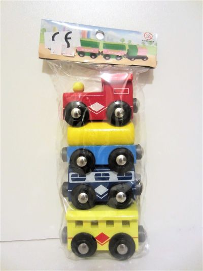 Мини дървено влакче цветно