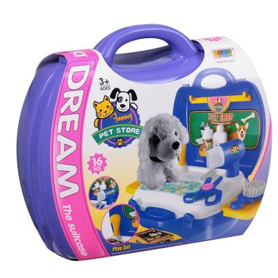 Детски салон за кученца в куфар с аксесоари