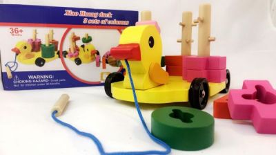 Дървено пате низанка за дърпанане