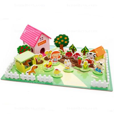 Дървен 3D PUZZLE щастливата ферма