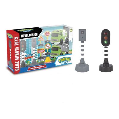 Детски комплект пожарна със светофар и знаци