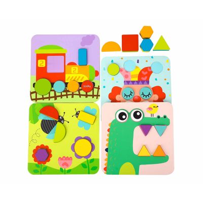 Дървен пъзел 4в1 Tooky Toy TL396