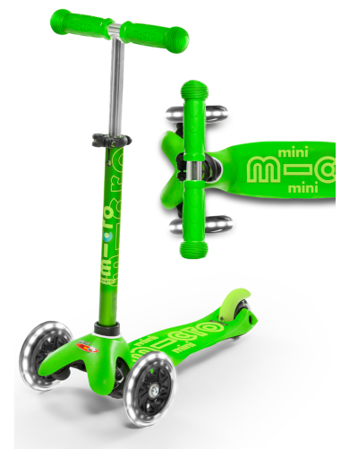 Тротинетка Micro Mini Green LED Deluxe 