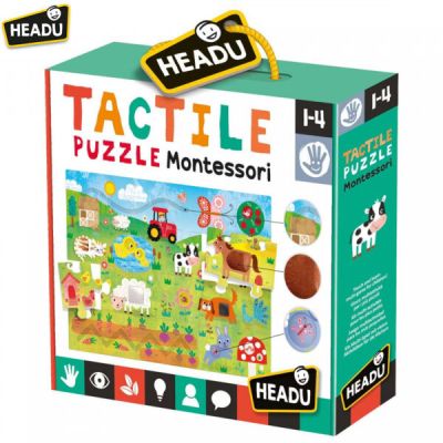 Детски пъзел Докосни и опознай животните във фермата Монтесори Headu HIT23592