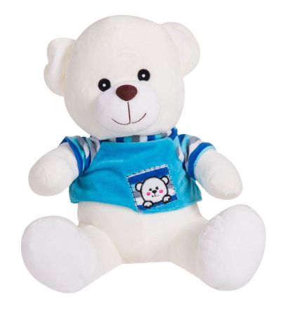 Плюшено бяло мече говорещо на български език 