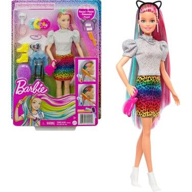 Кукла Barbie Leopard Rainbow hair GRN81