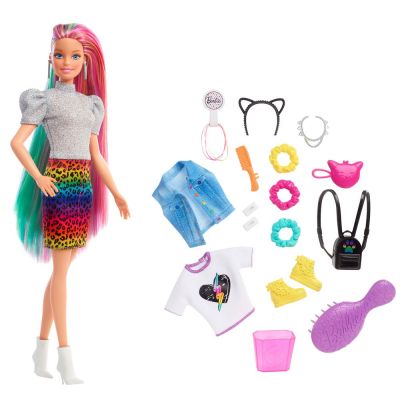 Кукла Barbie Leopard Rainbow hair GRN81