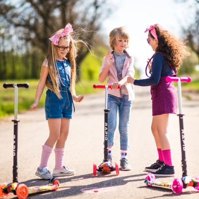 Сгъваема тротинетка със светещи колела LORELLI RAPID Pink BUTTERFLY