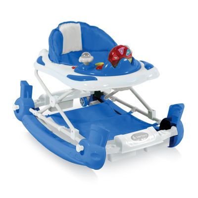 Музикална бебешка проходилка люлка Lorelli УЧИЛИЩЕ с евробаза -Синя